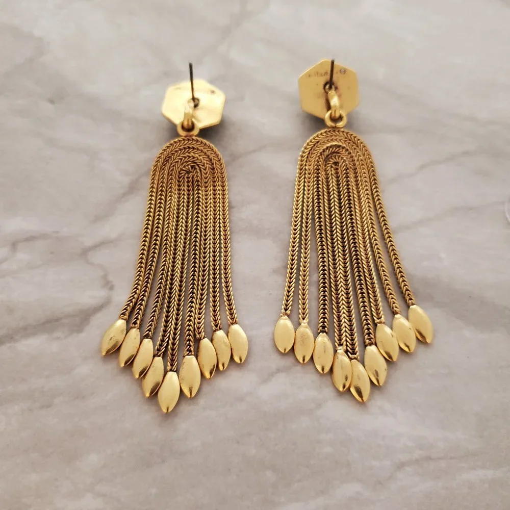 💙 Stella and Dot Odeon Antiqued Chandler Convertible Stud Drop Dangle Earrings - Picture 6 of 10